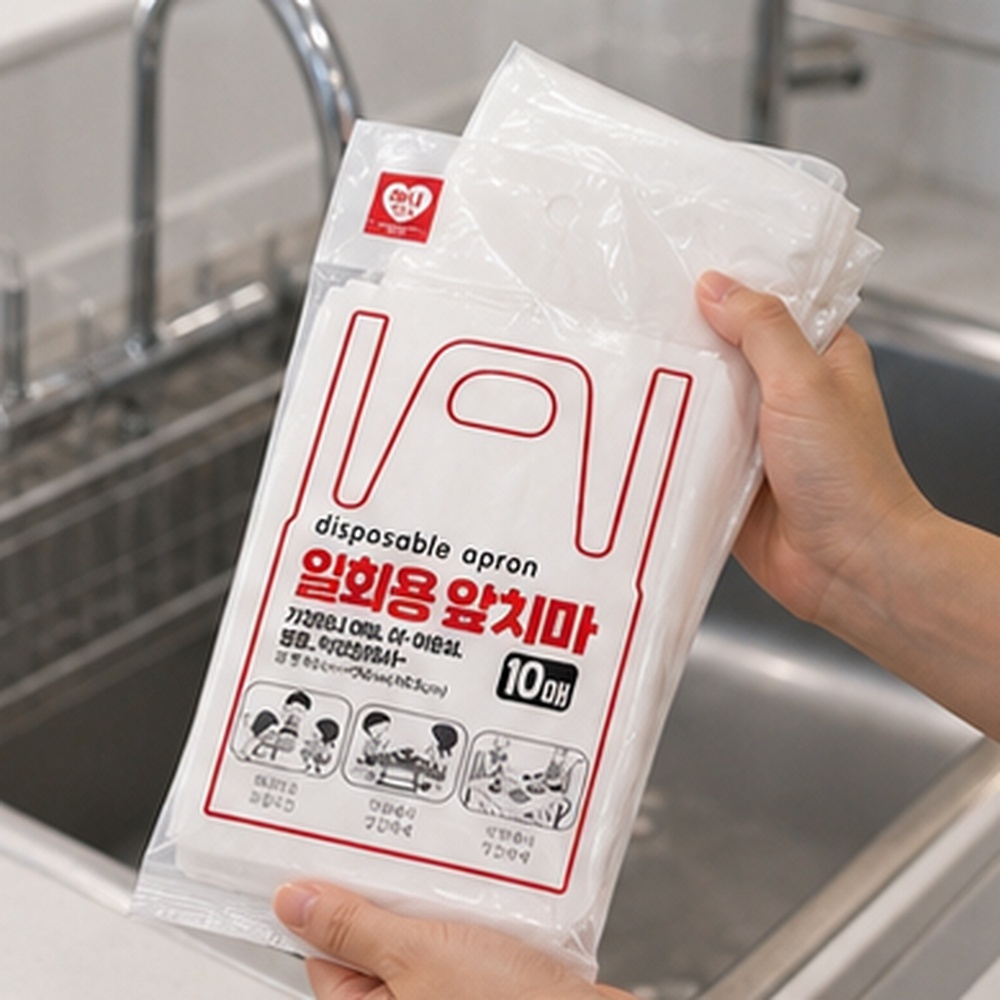 일회용앞치마 반투명 위생 10매 주방 미용 작업 약90x102cm