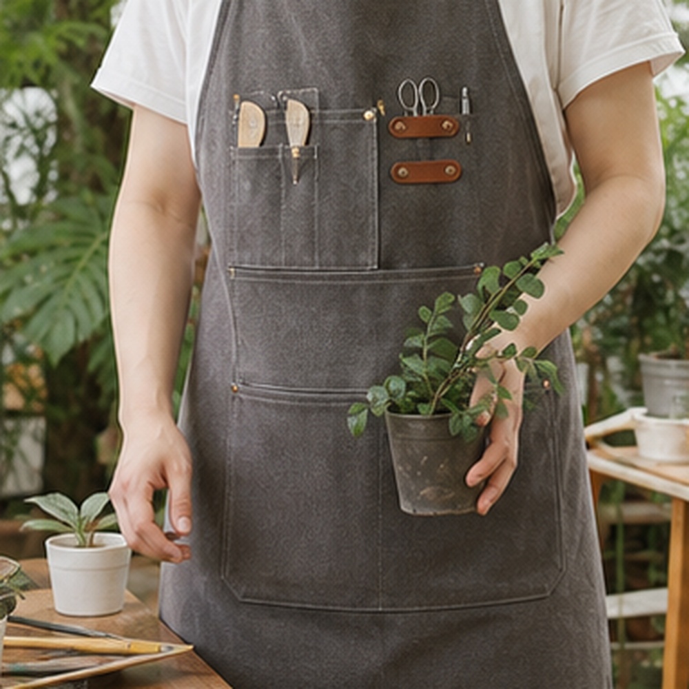 공방 카페 꽃집 작업용 캔버스 포켓앞치마 성인 남녀 모던 감각적